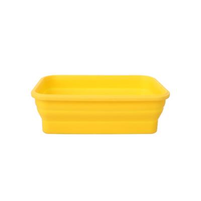 China Large Capacity Lunch Silicone Sustainable Hot Sale Colorful Red Collapsible Folding Square Bowl for sale