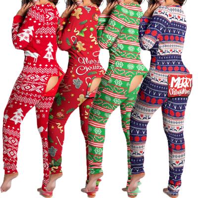 China Popular QUICK DRY Christmas Onesie Sleepwear Women Adult Onesie Nightgowns Christmas Pajamas for sale