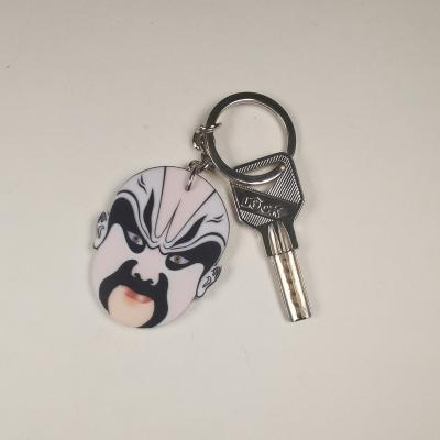 China Chinese Style Peking Opera Facial Makeup Key Chain Acrylic Plastic Souvenir Keychains for sale