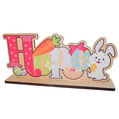 China New Design Easter Bunny Wooden Decoration Happy Easter Ornaments Custom Wooden Easter Opens Holiday Decorations for sale