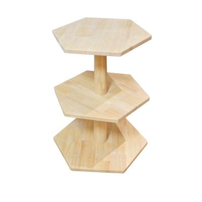 China Easy Tiered Wood Concise Side Table Living Room Furniture Multifunctional Hexagon 3 Assembly Side Table Tea Coffee Table for sale