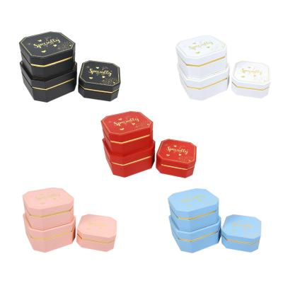 China 3pcs/set Handmade Elegant Flower Gift Box Octagonal Shaped Lid And Base Box With Hot Stamping Printing for sale