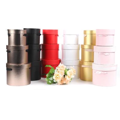 China Wholesale 3pcs/set Handmade Round Shaped Gift Box Flower Paper Stake Barrels With Polyester Ribbon for sale