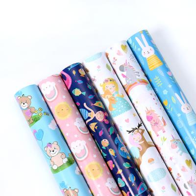 China New Design 50*70cm Disposable Child Gift Wrapping Paper 80gsm Bond Paper Sheet With Cartoon Pattern Printed for sale