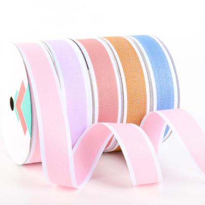 China Soft Luxury Mixed 2.8CM*25Y Two Color Cotton Webbing Flower Gift Wrapping Ribbon for sale