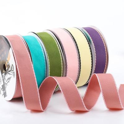 China Soft Polyester 2.8CM*25Y Ribbon Roll Solid Color Luxury Luxury Flower Wrapping Ribbon for sale