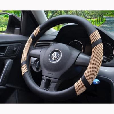 China Comfortable non-slip leather breathable new ice silk steering wheel cover for sale