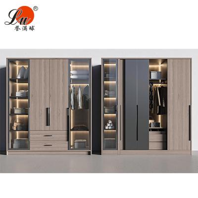 China Adjustable Bedroom Wood Storage (Others) Wardrobes Designs Luxury Bedroom Black Swing Door Furniture Wardrobe for sale