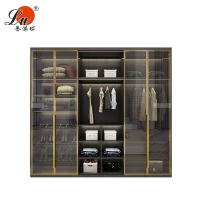 China Latest Home Designs Bedroom Furniture Modern Wooden Wardrobe (Other) Swing Glass Door Adjustable Cabinet for sale