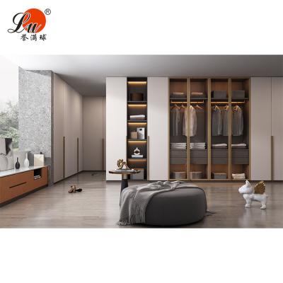 China (Other) Bedroom Furniture Adjustable Wardrobe Walk In Closet Storage With Double Doors Modern Glass Wardrobe for sale