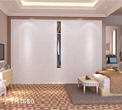 China (Other) Color Adjustable High Gloss White Melamine Veneer MDF Board 4 Door Wardrobe for sale