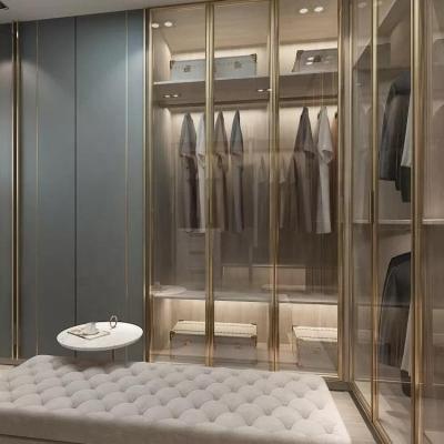 China (Other) Hot Sale Italy Fashion Hotel Adjustable Walk In Closet Wardrobe With Glass Door for sale