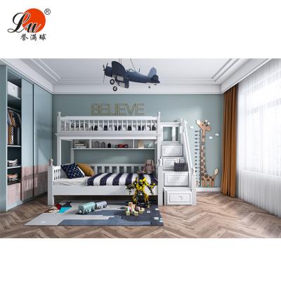 China Stable Quality QC And Rich Experience In Oversea Projects E e White With Four Drawers Stairs Wooden Bunk Beds Bedroom Furniture Kids Bunk Bed for sale