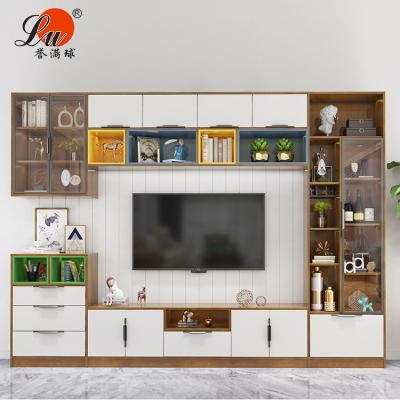 China Wall Mounted Wooden TV Stand Cabinet (Other) Adjustable Modern Design TV Stand Cabinet Two Color Combination for sale