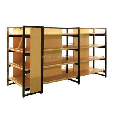 China Single Sided Made In China Top Quality Hot Seller Steel Wood Shelf Bracket Rack Supermarket Displays for sale