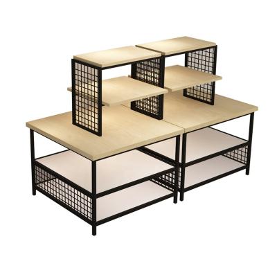 China Single Sided Whole Hot Selling Supermarket High Quality Metal And Wood China Shelves for sale