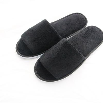 China Washable Toe Black Hotel Open Fleece Coral Washable Slippers for sale