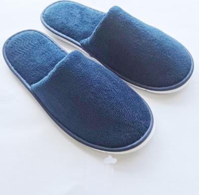 China Good Quality Disposable Hotel Coral Spa Fleece Navy Blue Disposable Slippers for sale