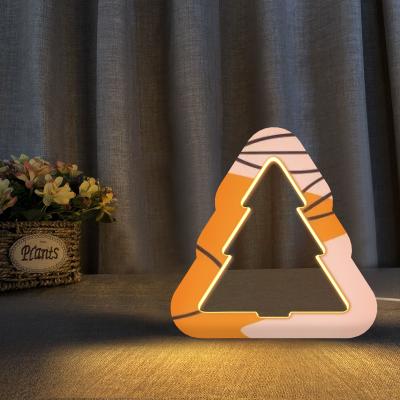 China Modern Usb Night Lamp Wooden Christmas Decoration Stand Led Table Light for sale