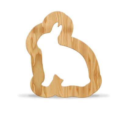 China China FS-T021Y Beautiful Bunny Shape Night Light Wood Home Decoration Craved Craft for sale