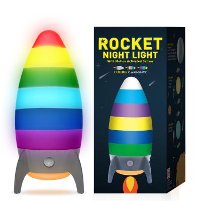 China Rocket Shape RGB Festival Holiday Lighting Christmas Decorations Led Rainbow Rocket Led Night Light For Holiday Decor for sale