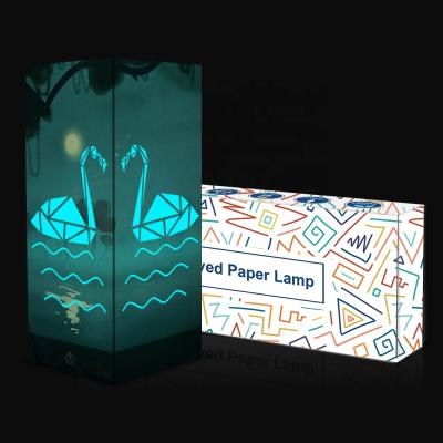 China 3xAA Battery and USB Cable FS-H3015B Remote Control Led Paper Cut Paper Table Lamp Night Light Paper Lamp for sale