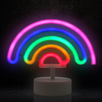 China Home Decoration Customized Multi Colors Table Rainbow Neon Light With Battery for sale