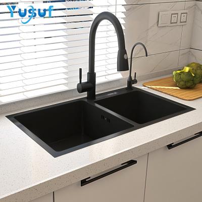 China With Faucet Kitchen Sink Stainless Steel Nano Size Undermount Black Custom Kitchen Sink for sale