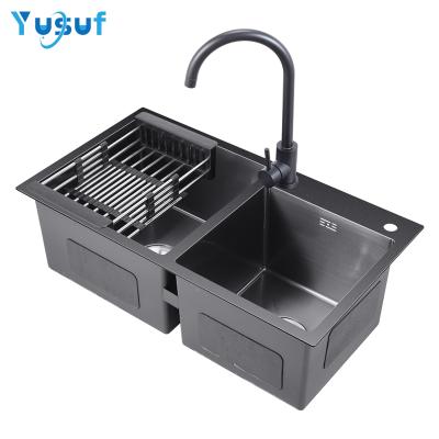 China With faucet nano sink with 304 stainless steel black color undermount kitchen sinks for sale