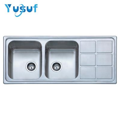 China With Faucet 304 Double Bowl Machine Stainless Steel Kitchen Sink for sale