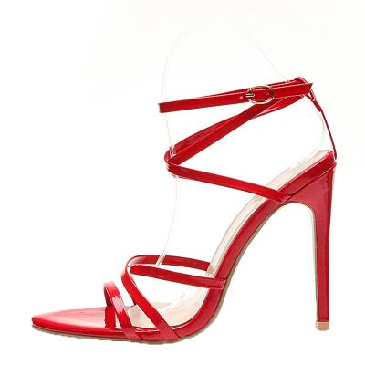 China Fashion High Quality New Model Fashion High Heel Women Pumps Red Black Lady Shellac Gold High Heel Sandals Cross-strapped for sale