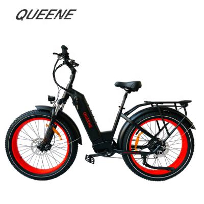 China Aluminum alloy QUEENE/electric bicycle 26 inch tire 750w eBike 1000W 48V 7 fat electric bike 8 speed for sale