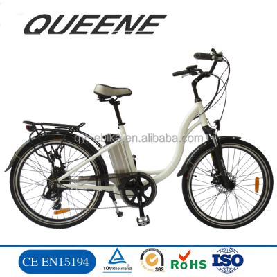 China Aluminum alloy QUEENE/EN15194 ladies electric e-city bicycle lightweight city bike for sale