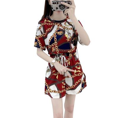 China New fashion summer ladies western style suit QUICK DRY printing age-reducing fashion loose and thin casual shorts two-piece suit for sale