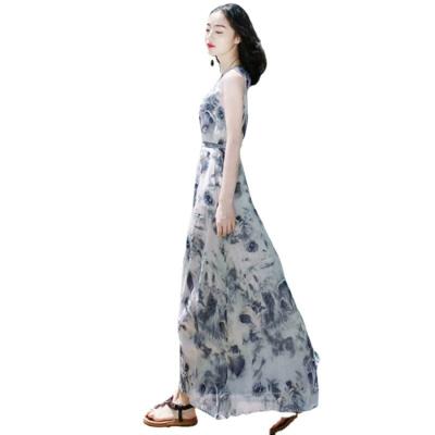 China 2022 New Women's Summer Beach Skirt Ink Bohemian Dress Anti-static Painting Temperament High-end Long Vest Skirt for sale