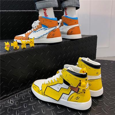 China High Top Men's Skateboarding Shoes Anime Pikachu Couples Shoes Wear-Resistant 3D Shoes New Fashion Trend Supplier Channel Design Hot Sale for sale