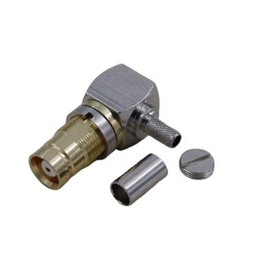 China RF Coaxial Female L9 Connector RF Jack Bulkhead Right Angle Crimp 1.6/5.6 For Flex-3 Cable for sale