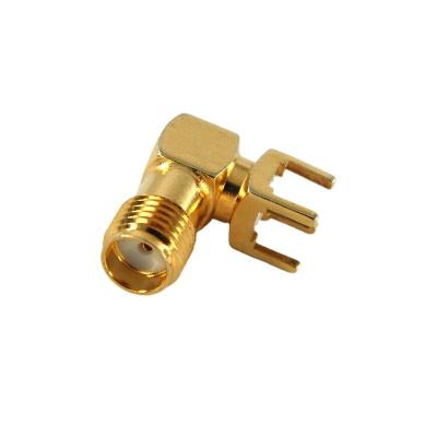 China RF Female Jack Elbow SMA Right Angle Coaxial Connector For P.C.B Mount for sale