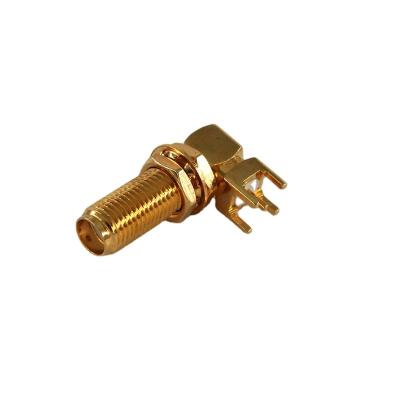 China PCB Electrical Wire Antenna SMA Female Bulkhead Rf Right Angle Coaxial Connector For P.C.B Mount 1P(EA)*1 for sale