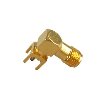 China 50ohm RF Antenna Electrical Wire Waterproof Female Jack Elbow RF SMA Right Angle Coaxial Connector For P.C.B Mount for sale