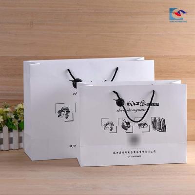 China Customs paperboard white dried food bags with one color printing Specialty packaging paper bags for sale