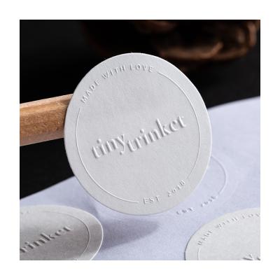 China Waterproof High End Three Dimensional Laser Engraved Embossed Bump Stickers L0G0 Jewelry Label Stickers Customized Customized Stickers for sale