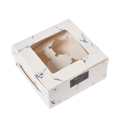 China Eco-friendly Marble Pattern Cake Box Packaging Box Graves Dessert Pastry Portable Baking Box for sale