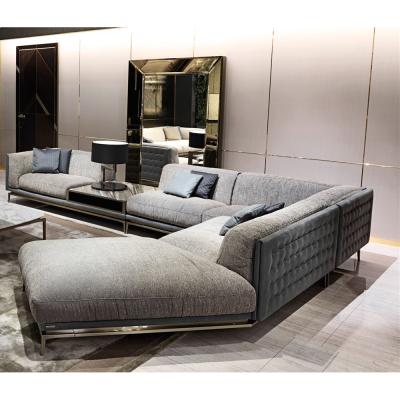 China Large Cover Removable Luxury Italian Design Leather Living Room Set L Shape Luxury Couch Living Room Sectional Sofa for sale