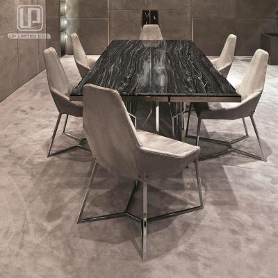 China (Others) 2021 hot sale modern adjustable marble top with low stainless steel dining table set with wholesale price for sale