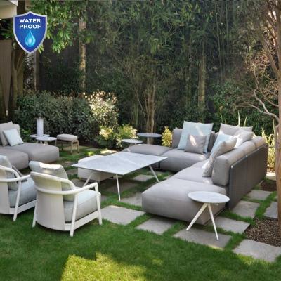 China Modern minimalist European white leisure garden line outsunny commercial patio outside pool hotel waterproof outdoor seating furniture for sale