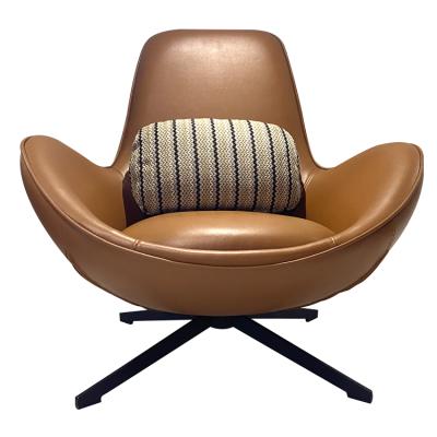 China The Other Real Sofa Chair Metal Base Chair Simple Luxury Leather Comfortable Elegant American Brown Lounge Chair for sale