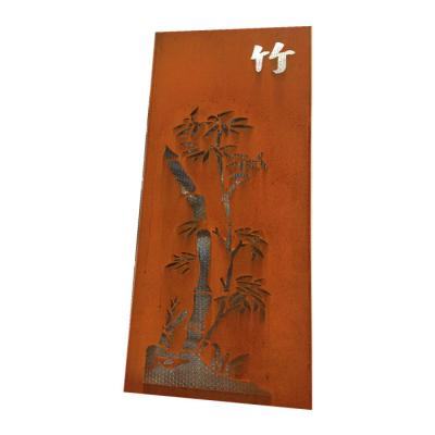 China Art Decor Customized Laser Cut Decorative Outdoor Metal Screens Panels Corten Steel Garden Screen for sale