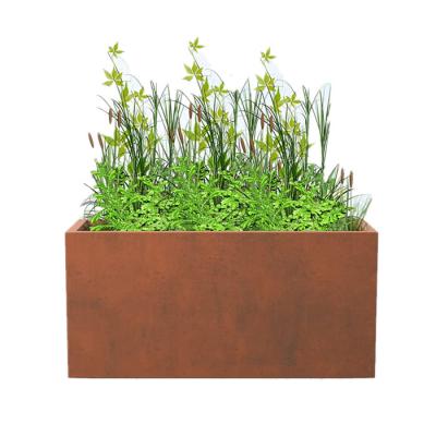 China The new minimalist style simple design black metal flower pot corten steel metal flower box corten steel planter for sale