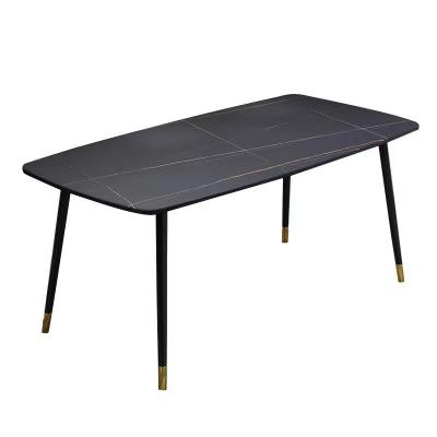 China Modern Dining Tables New Modern Light Luxury Black Square Steel Dining Table Furniture for sale